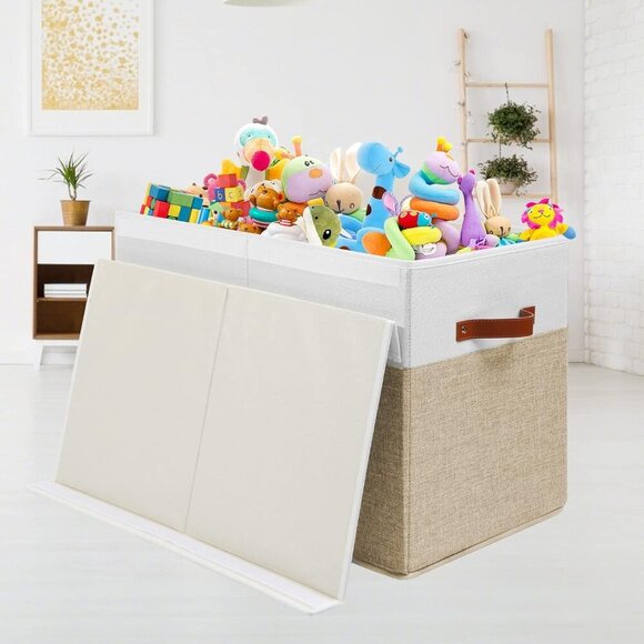 Large Toy Storage Box with Lid, Sturdy Toys Storage Chest Bin Organizer Basket w - Picture 4 of 7